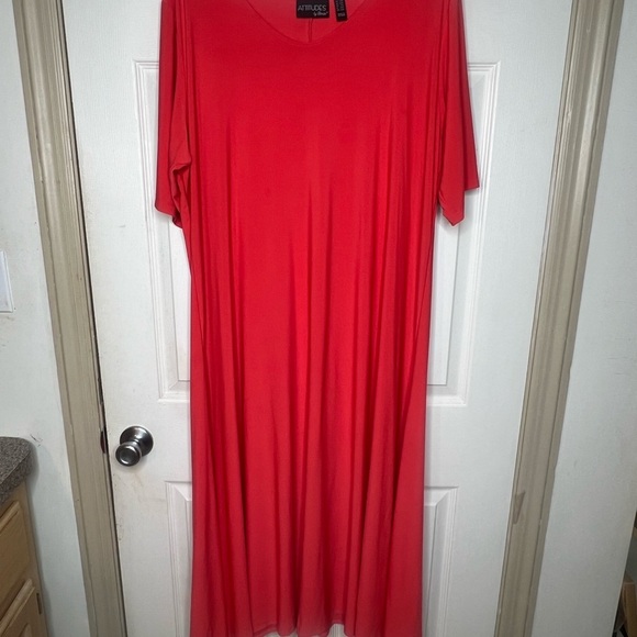 Attitude Women Coral Full Length Dress - Picture 4 of 8